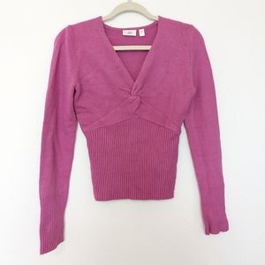 JLo Pink Twist Front Knit Sweater Medium Y2K